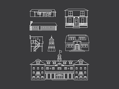 Dreadful Dwellings flat illustration graphic design horror movies house icon iconography illustrator line icons lines linework simple vector