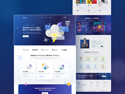 Landing Page graphic design landing page logo music podcast service ui weather website