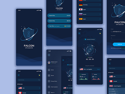 Falcon VPN Master -VPN UI kit free ui ios app design ui design vpn design