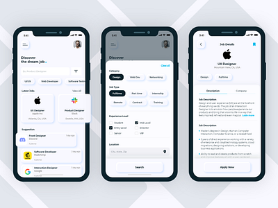Job Finder App UI Design by LogicRays Technologies Pvt. Ltd. on Dribbble
