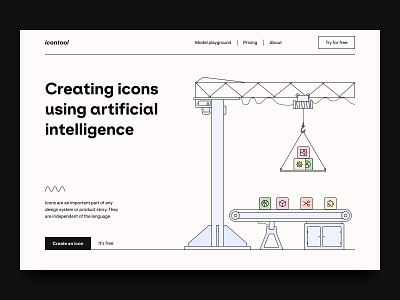 Creating icons | AI | Header black color design product font header icons illustration landing page lines lp minimalis ui design uiux ux design uxui violet web web design