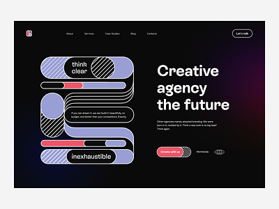 Landing page: home page | Design agency agency black color creativity design design agency design product font gradient graphic head header landing lp ui design ux design uxui web design