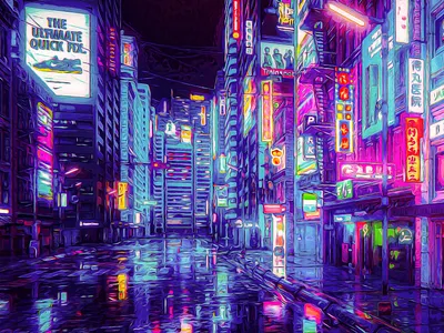 Cyberpunk City 2d art city cyberpunk illustration ninety niners street