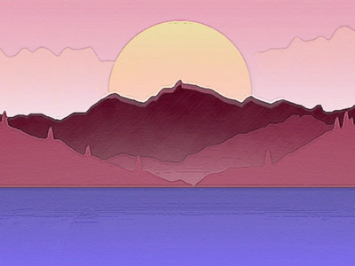 Sunset 2d art illustration mountain ninety niners