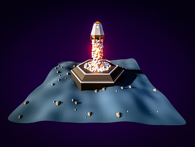 Low Poly Spaceship lift off 3d blender lowpoly ninety niners