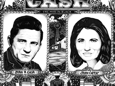 Cash hand drawn illustration monochrome portrait