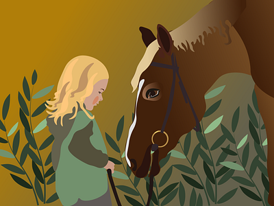 A girl and a horse design illustration vector девочка лошадь