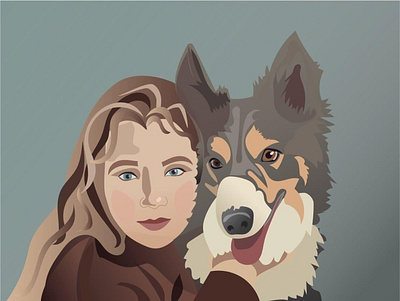 a girl with a dog design graphic design illustration vector девочка собака