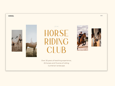 Horse riding landing page. UI Design. Web-design