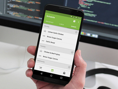 Meal Planning app food material meals planner schedule ui ux