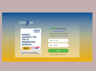 Login page for students