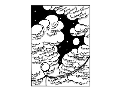 Lantern and moon. Hand drawn black and white graphic. art graphic design illustration