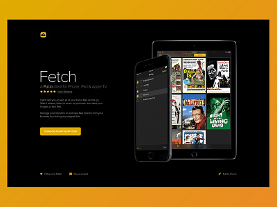 Fetch App for Put.io app dark dashboard free ios photoshop swift ui web design website yellow