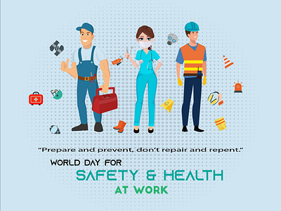 World Day for Safety & Health at Work concept creativity design flat icon illustration typography ui vectorart