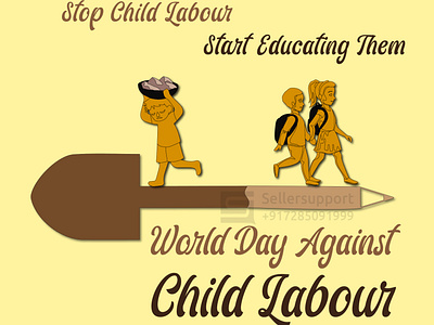 world day against child labour day art concept creative banner creativity design graphic design illustration seller support sellersupport typography vector