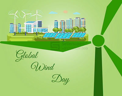 Global Wind Day art concept creativity design global wind day illustration seller support sellersupport social media banner social media post typography vectorart
