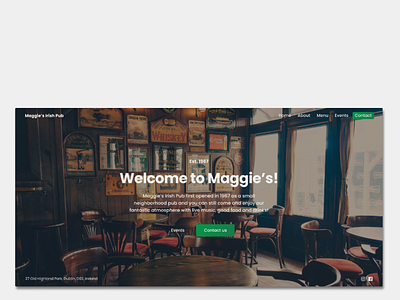 Landing page for a casual pub in Ireland branding design ui ux web
