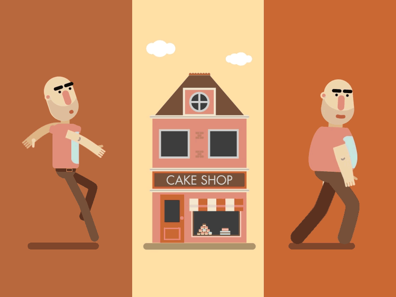 Off To The Cake Shop after character cycle effects illustrator walk