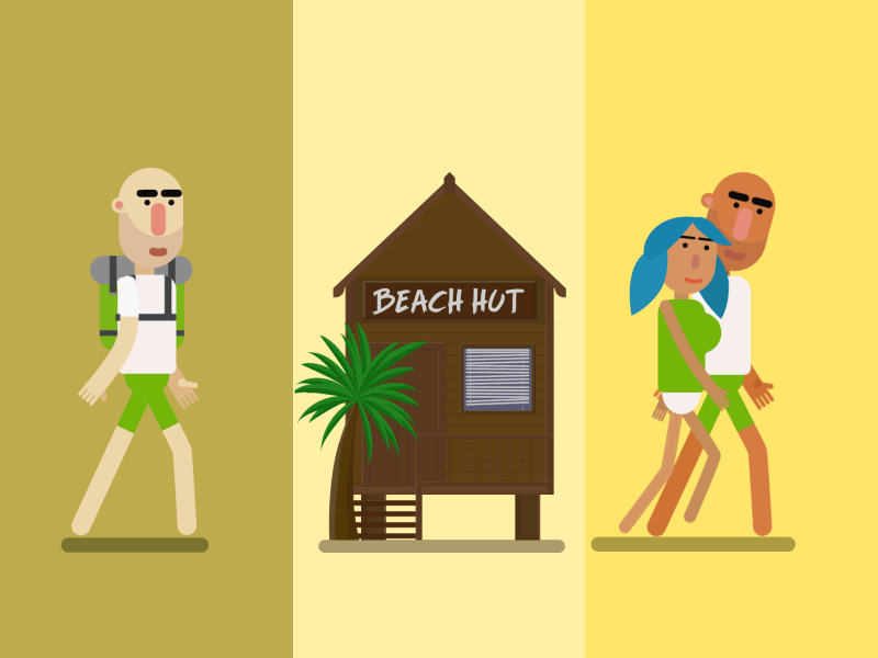 Off To The Beach animation character cycle walk