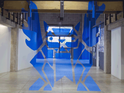 Blue Tape Moses Gargoyle animation art blue gargoyle graphics installation moses motion painters tape timelapse