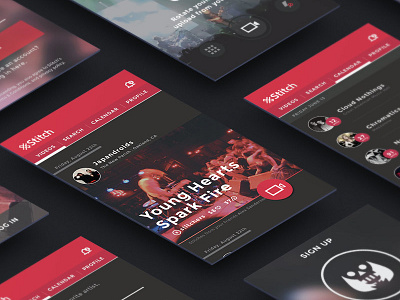 Stitch App app concert mobile red ui ux visual design