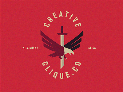 Creative Clique Co bird die eagle flat illustration murder numerals red roman sword typography