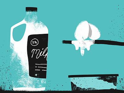 Milk + Eggs beer bottle can flat grunge illustration monochromatic texture