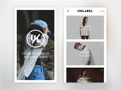 Unlabel App app fashion feed photo photography splash type typography