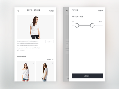 Label Page app e commerce fashion minimal photography typography ui ux