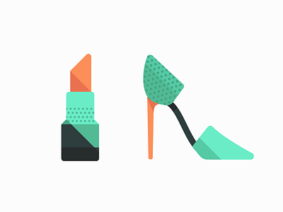 Illustration Set color design dots flat halftone heels high icons illustration lipstick stilettos