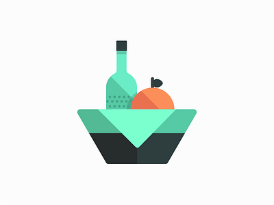 Picnic basket design dots flat halftone illustration orange sticker wine
