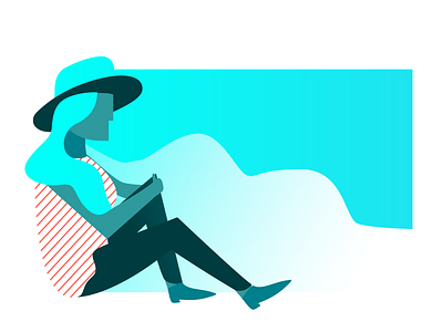 Lady Chillin' cloud concert drawing fade gradient hat illustration line smoke work