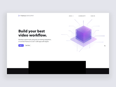 Developer Site for Frame.io animation api cube developer engineer motion web webdesign
