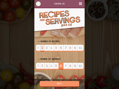 Chop Chop app cooking cuisine food interface list recipes selection ui