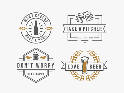 Beer Badges alcohol badge badges beer cheers drink glass illustration pitcher type typographic typography