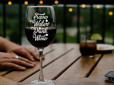 Save Water, Drink Wine hand lettering illustration lettering quote sticker sticker mule transfer type typography water wine