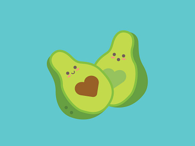 Avocados avocado cute face food fruit funny guac guacamole happy heart illustration love