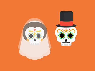 Skull Bride & Groom bride couple day of the dead dead dia de los muertos groom halloween scary skeleton skull spooky