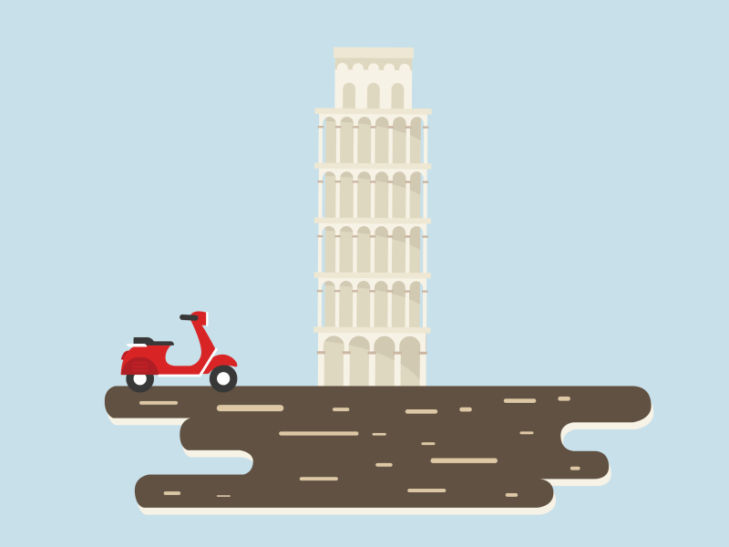Leaning Tower of Pisa illustration italian italy leaning tower of pisa pisa rebound road sticker tower vespa