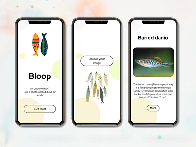 UI designs for fish identification app