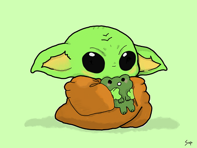 Baby Yoda baby yoda cute digital illustration first illustration starwars starwarsday yoda