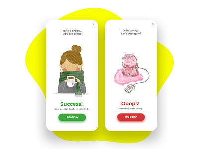 flash messages cute flash cards illustration mental health new simple uidesign