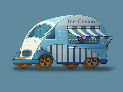 The food truck art blue car food icecream illustration photoshop truck