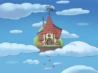 The Witch's House art cloudy day house illustration witch