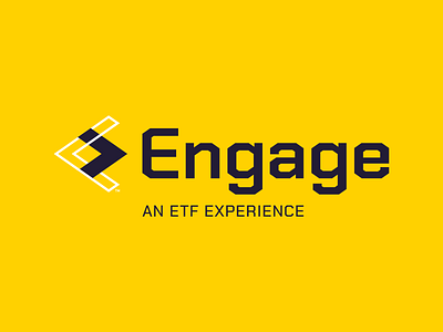 Engage Logo arrows engage etf experience logo purple typography yellow