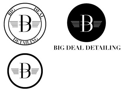 Big Deal Detailing black bodoni branding car circle detailing logo luxury mark typography white wings