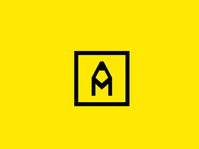 Personal Identity Logo a black branding identity initials logo m mark pencil square yellow