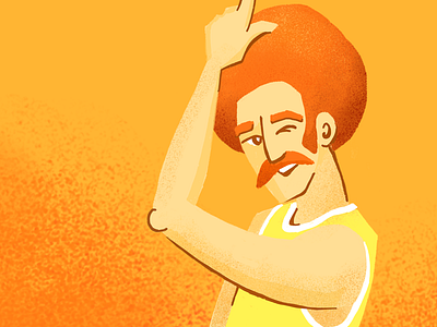 Can't Resist the Stache afro basketball ginger mustache person procreate redhead retro