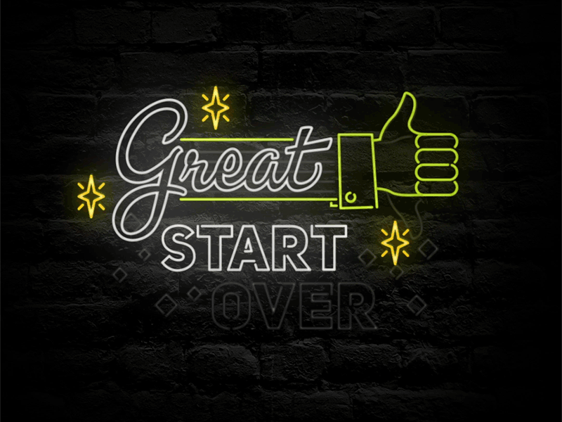 Great Start Neon Sign bar customtype gif neon neon lights neon sign start over typography