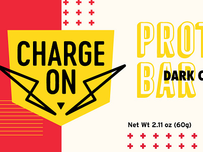 Charge On Bar charge chocolate collage energy lightening logo packaging protein protein bar shield snack typography